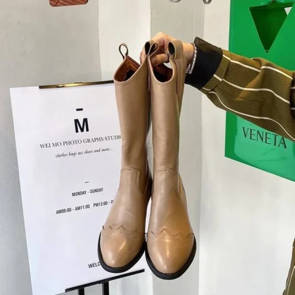 Pointed Toe Chunky Heel Boots Vintage Western Cowboy Rider Boots - Picture 3 of 3